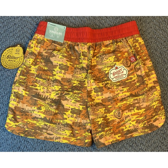 NWT Shiner Bock X Magellan Outdoor Fish Gear Swim Trunks Women's Sz S Boat Short - Picture 1 of 14